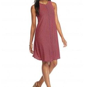 NORDSTROM Sleeveless Rib Stripe Dress Coral/Navy